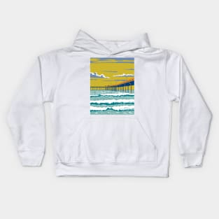 Ocean Beach Municipal Pier or OB Pier in San Diego County California WPA Poster Art Kids Hoodie